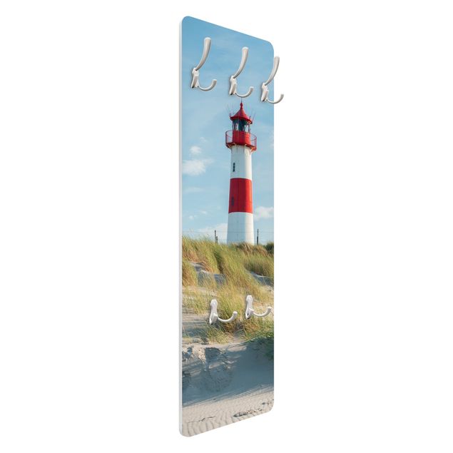 Wandkapstokken houten paneel Lighthouse At The North Sea