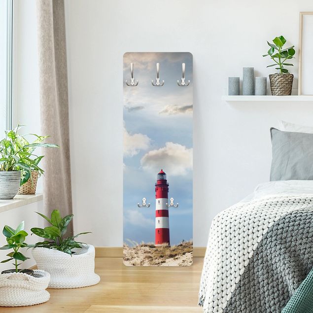 Wandkapstokken houten paneel Lighthouse Between Dunes