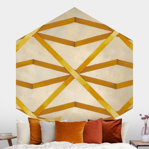 Hexagon Behang Light And Ribbon Yellow