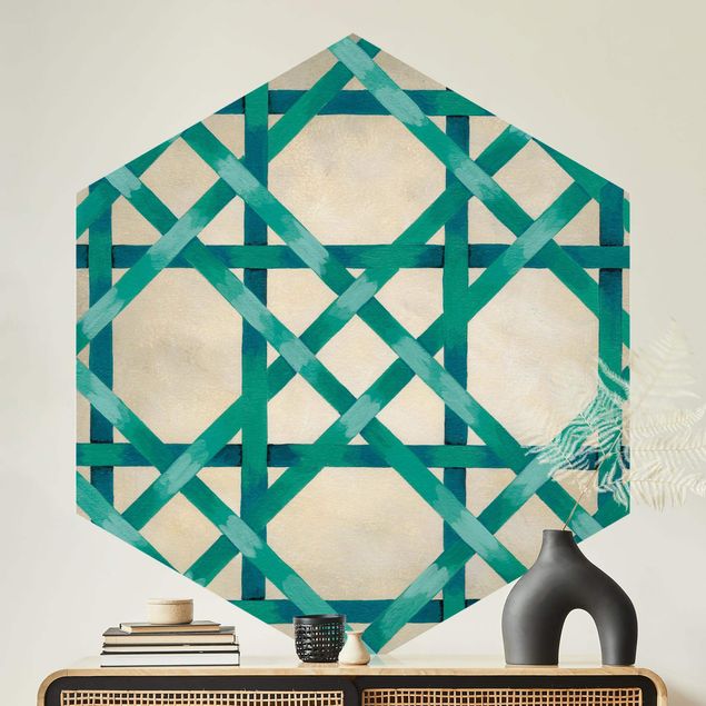 Hexagon Behang Light And Ribbon Turquoise