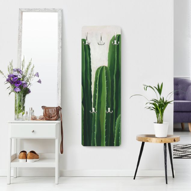Wandkapstokken houten paneel Favorite Plants - Cactus