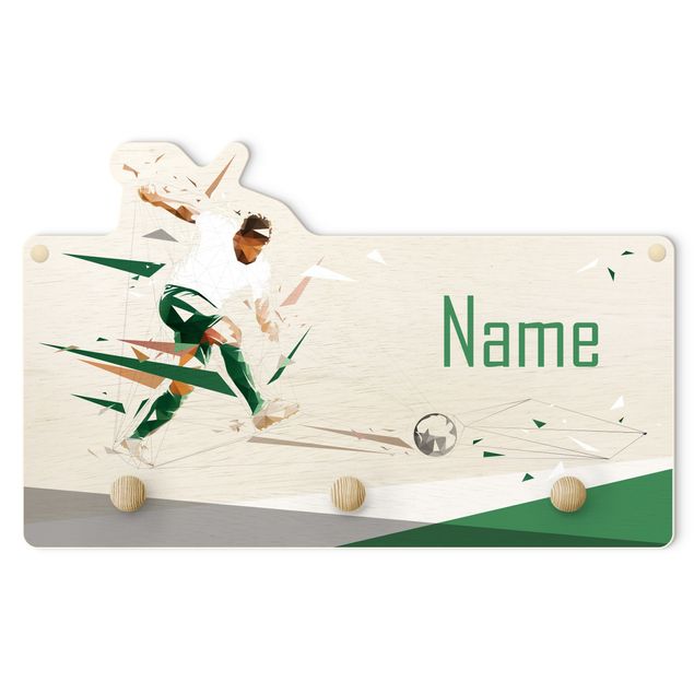 Wandkapstokken voor kinderen Favourite Club White Green With Customised Name