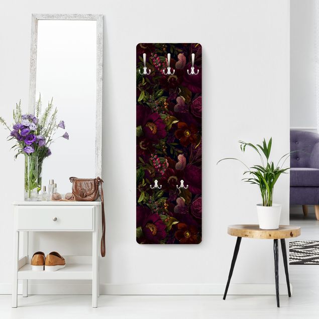 Wandkapstokken houten paneel Purple Blossoms Dark