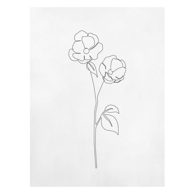 Leinwandbild - Line Art Blumen - Mohnblüte - Hochformat 3:4