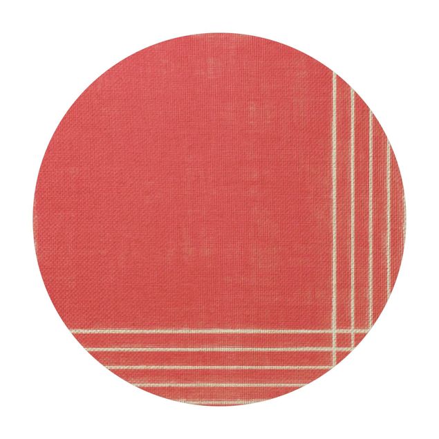 Rond vinyl tapijt Lines Meeting On Red