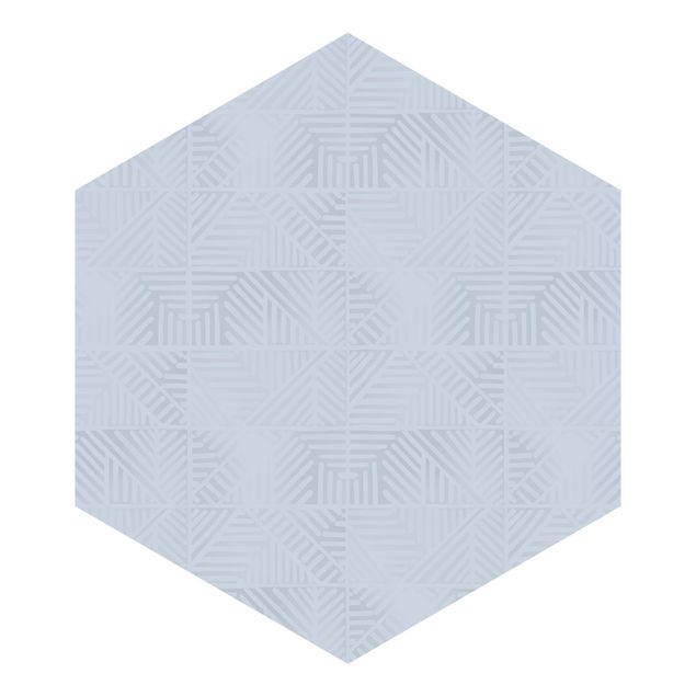 Hexagon Behang Line Pattern Stamp In Blue