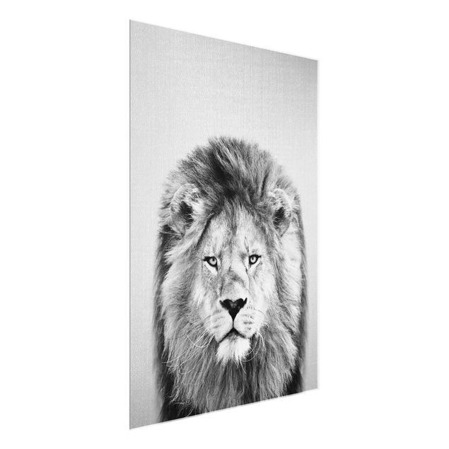 Glasschilderijen - Lion Linus Black And White