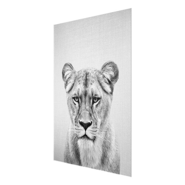 Glasschilderijen - Lioness Lisa Black And White