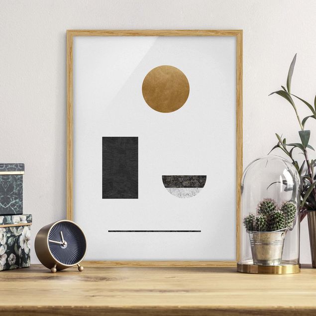 Ingelijste posters Arerial Geometry With Golden Circle
