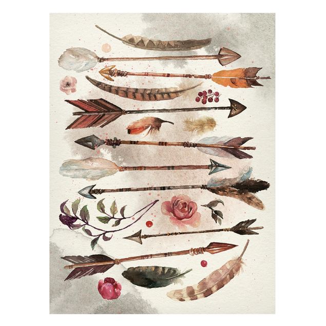 Magneetborden Boho Arrows And Feathers - Watercolour