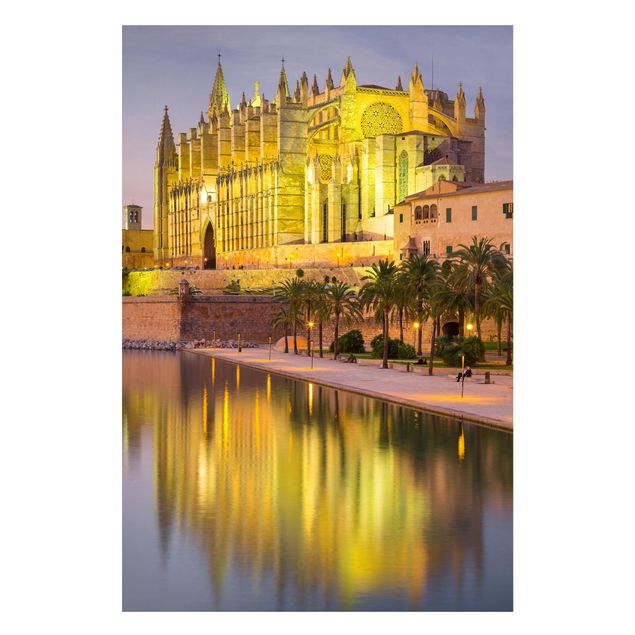 Magneetborden Catedral De Mallorca Water Reflection