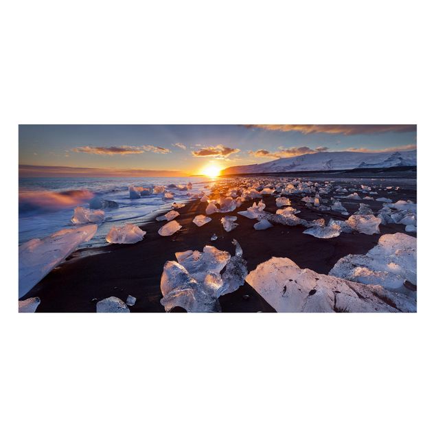 Magneetborden Chunks Of Ice On The Beach Iceland
