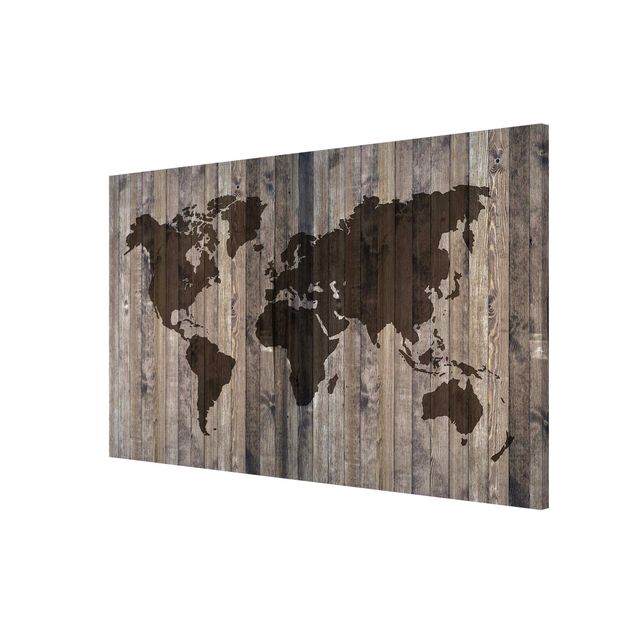 Magneetborden Wood World Map