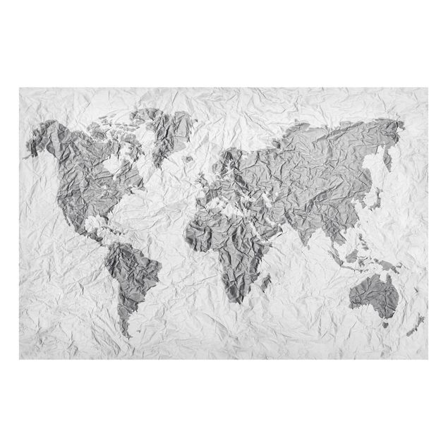 Magneetborden Paper World Map White Grey