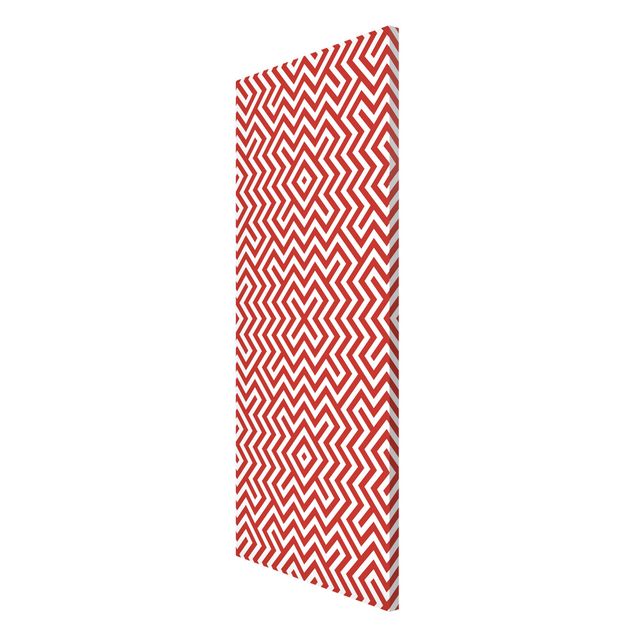 Magneetborden Red Geometric Stripe Pattern