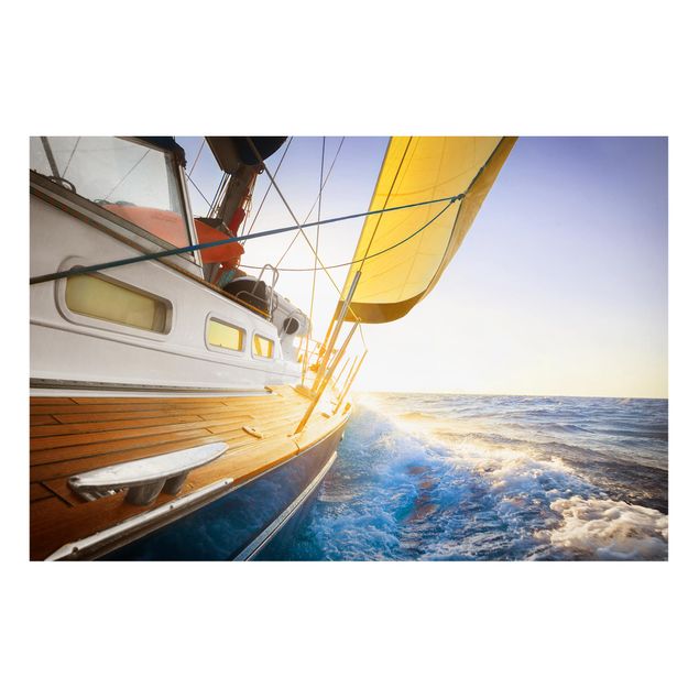 Magneetborden Sailboat On Blue Ocean In Sunshine