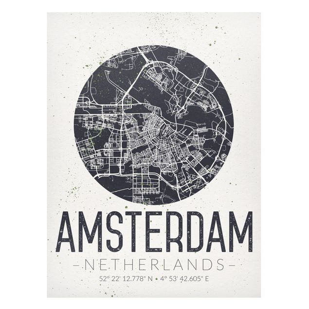 Magneetborden Amsterdam City Map - Retro