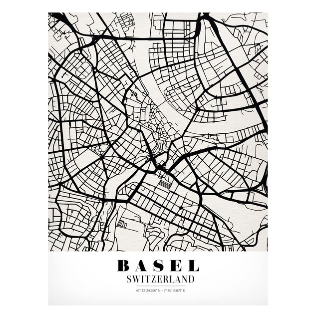 Magneetborden Basel City Map - Classic