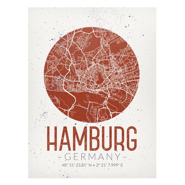 Magneetborden Hamburg City Map - Retro