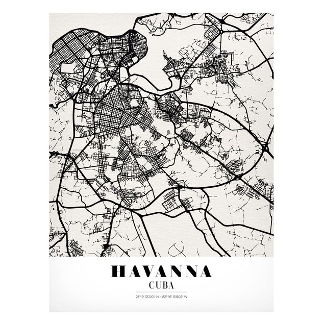 Magneetborden Havana City Map - Classic