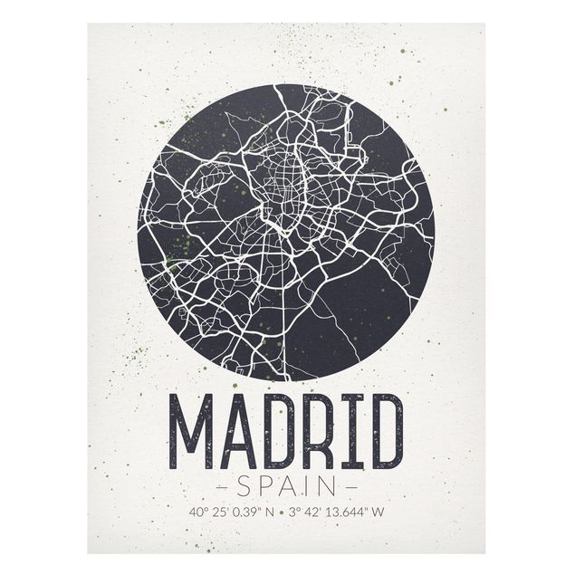 Magneetborden Madrid City Map - Retro