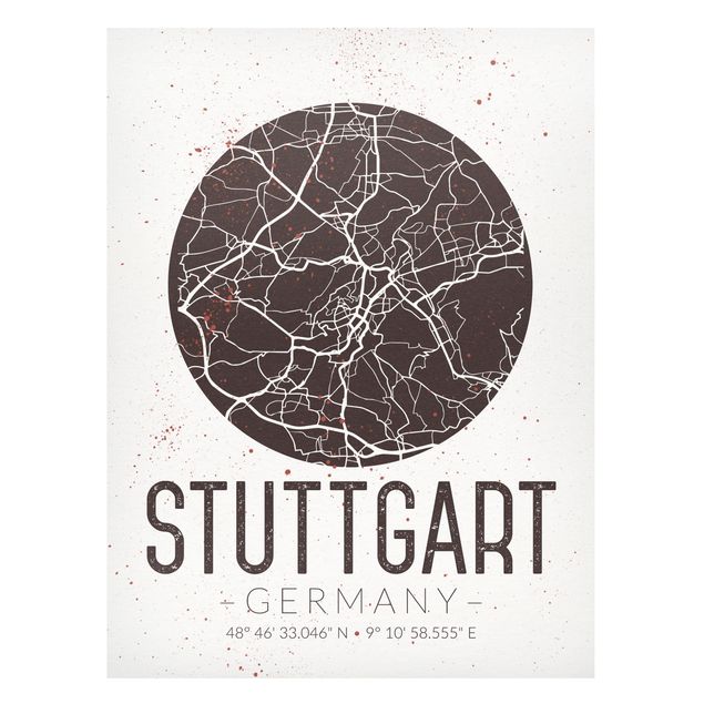 Magneetborden Stuttgart City Map - Retro