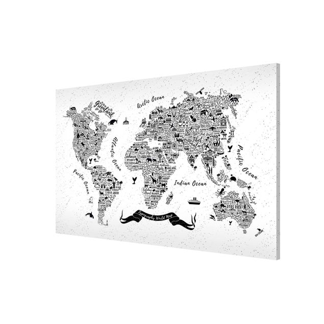 Magneetborden Typography World Map White
