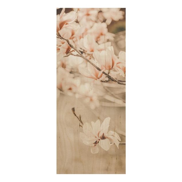Houten schilderijen Magnolia Twig Vintage Style
