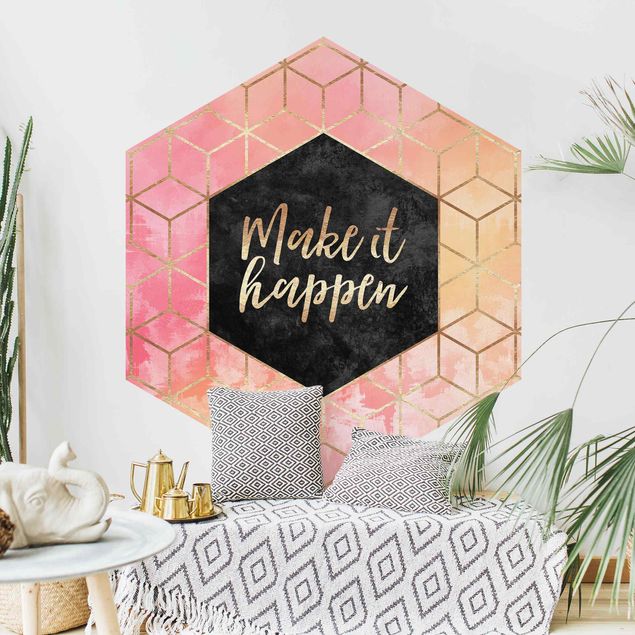 Hexagon Behang Make It Happen Geometry Pastel