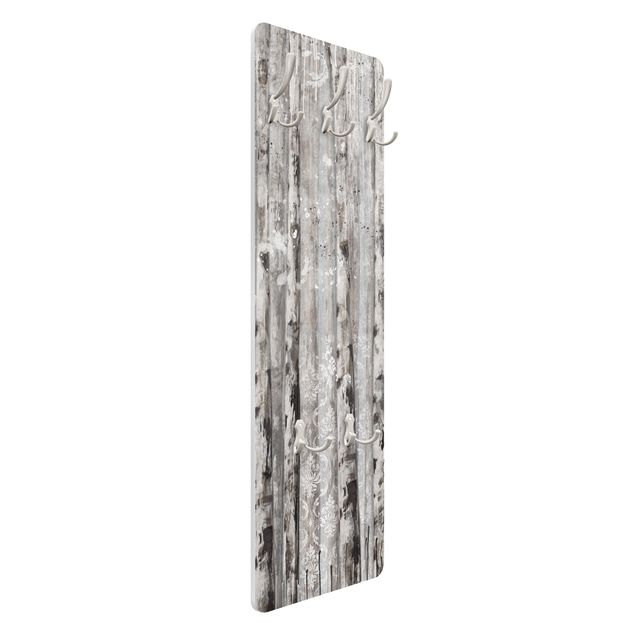 Wandkapstokken houten paneel - Picturesque Birch Forest