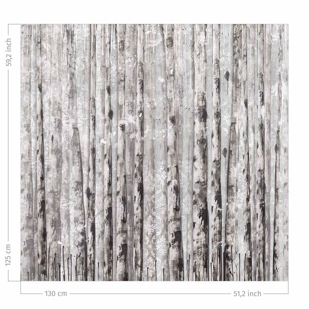 Gordijnen bos Picturesque Birch Forest