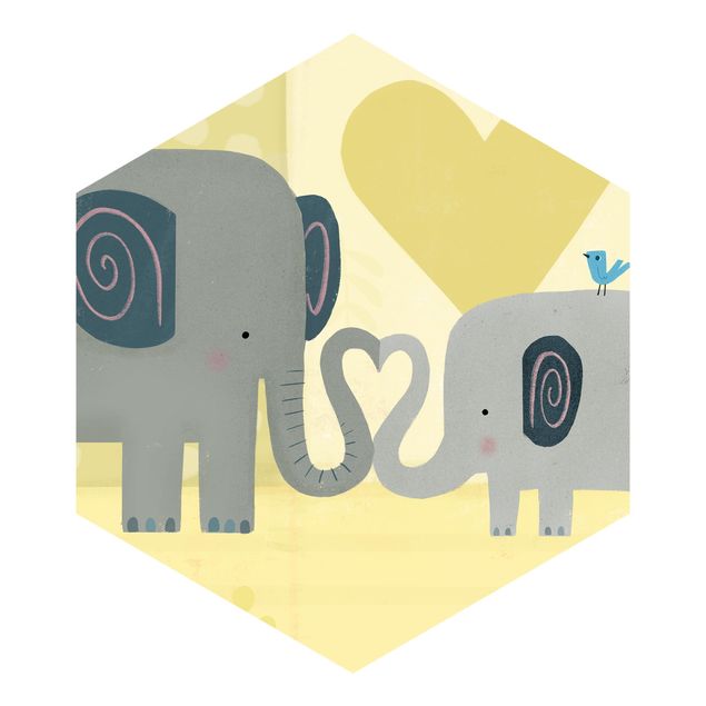 Hexagon Behang Mum And I - Elephants