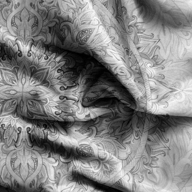 gordijn patroon Mandala Watercolour Ornament Pattern Black And White