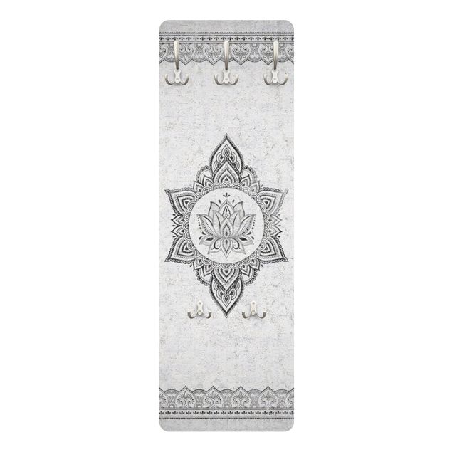 Wandkapstokken houten paneel Mandala Lotus Concrete Look