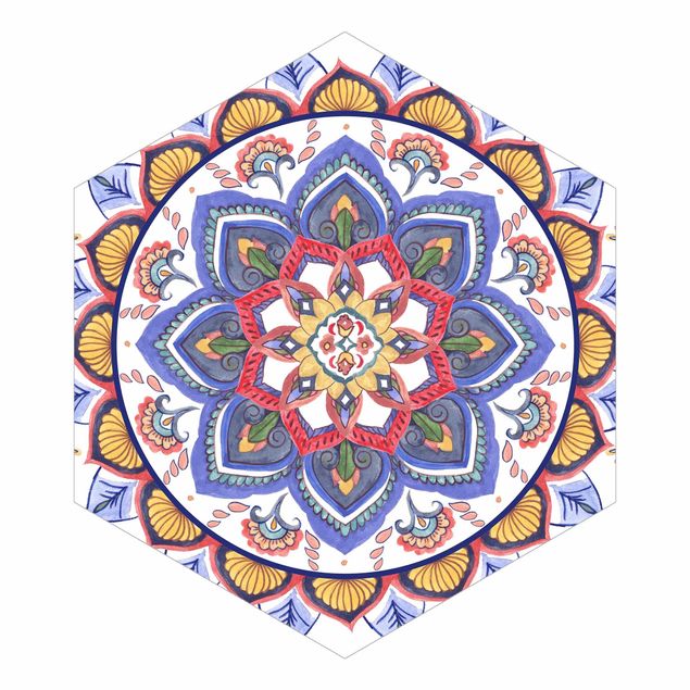 Hexagon Behang Mandala Meditation Chakra
