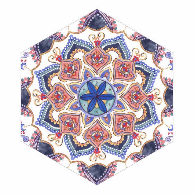 Hexagon Behang Mandala Meditation Mantra