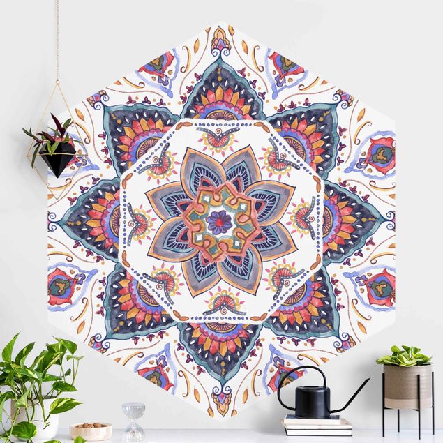 Hexagon Behang Mandala Meditation