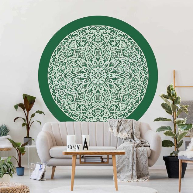 Behangcirkel Mandala Ornament Green Backdrop
