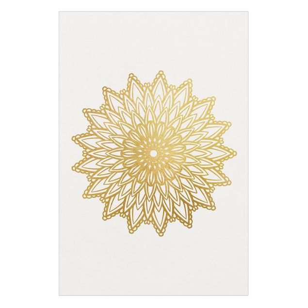 Raamfolie - Mandala Sun Illustration White Gold