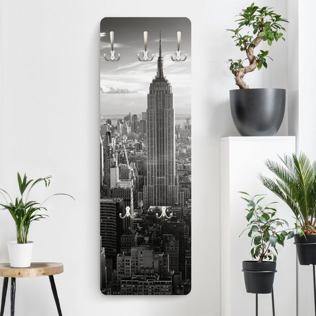 Wandkapstokken houten paneel Manhattan Skyline