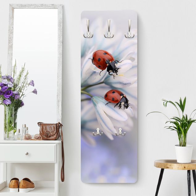 Wandkapstokken houten paneel Ladybird Couple