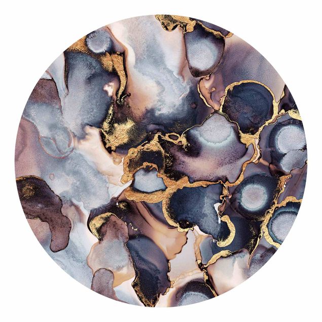 Behangcirkel Marble Watercolour With Gold