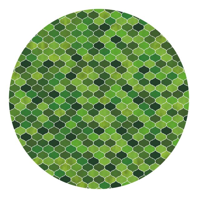 Behangcirkel Moroccan Watercolour Pattern Green