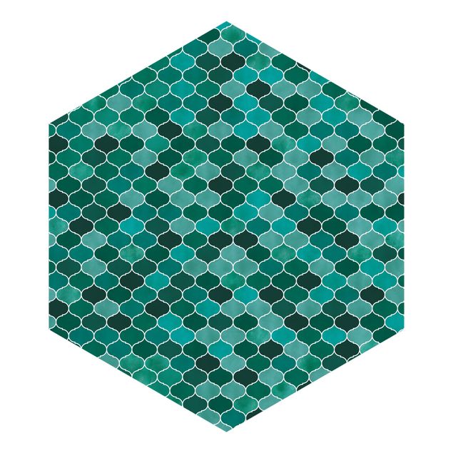 Hexagon Behang Moroccan Watercolour Pattern