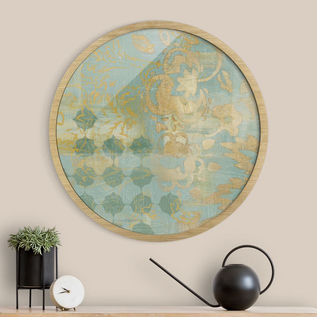 Rond schilderijen Collage marocchino in oro e turchese II
