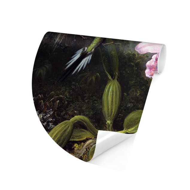 Behangcirkel Martin Johnson Heade - Still Life With An Orchid And A Pair Of Hummingbirds