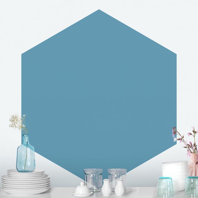 Hexagon Behang Sea ​​Blue