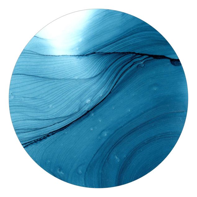 Runde Tapete selbstklebend - Meliertes Blau