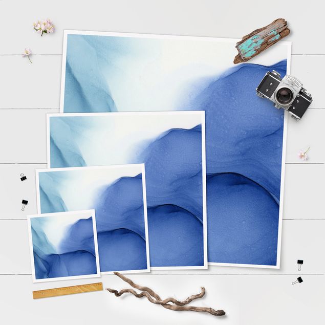 Poster - Meliertes Tintenblau - Quadrat 1:1