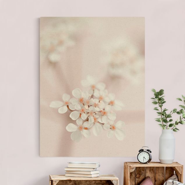 Canvas schilderijen - Goud Mini Flowers In Pink Light